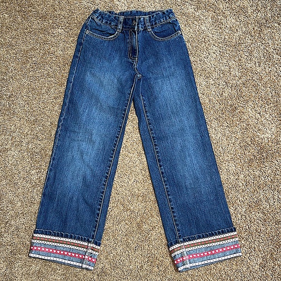 Gymboree cuffed jeans, red flare corduroy, green embroidered flare pants - Picture 2 of 14